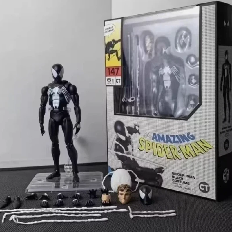 

Фигурка Mafex147 Симбионт Человек-паук (Чёрный), подвижная, коллекционная, статуэтка, украшение для рабочего стола, модная игрушка, подарок для мальчика
