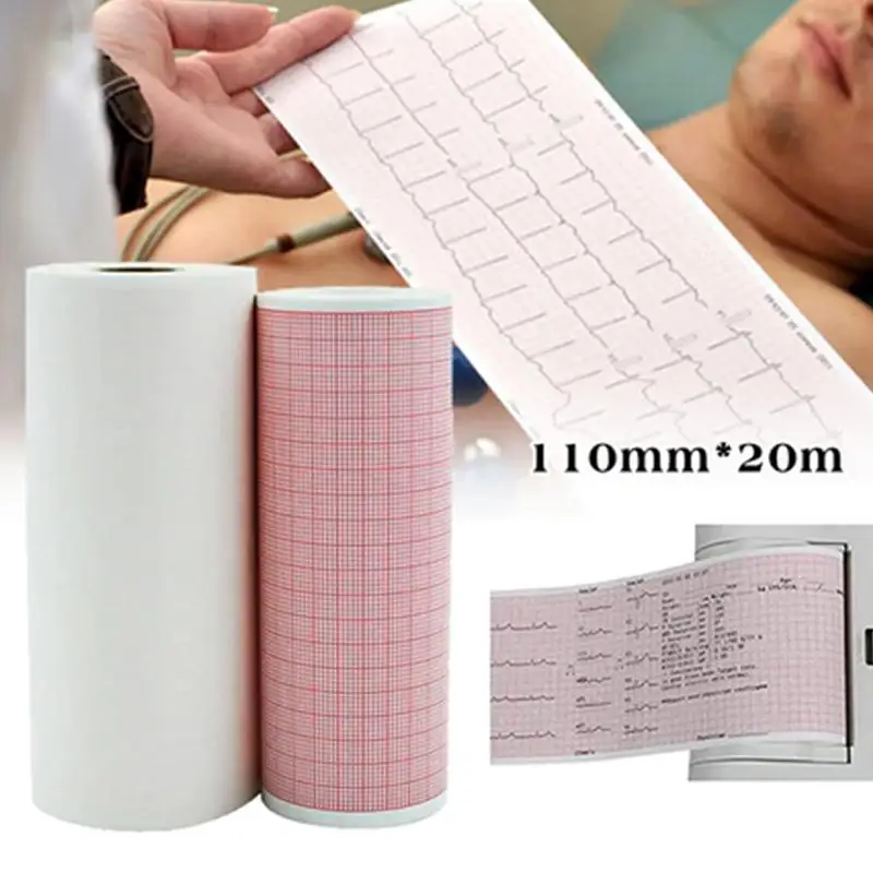 ECG Paper For ECG Machine 110mmx20m Thermal Diagnostic Paper Red Grid