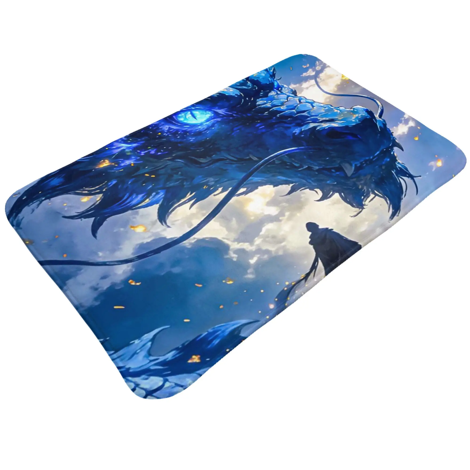 Blue Mountain Summit Dragon Fantasy Art Anti-Slip Doormat Bath Mat  Indoor PatternHomeDecor