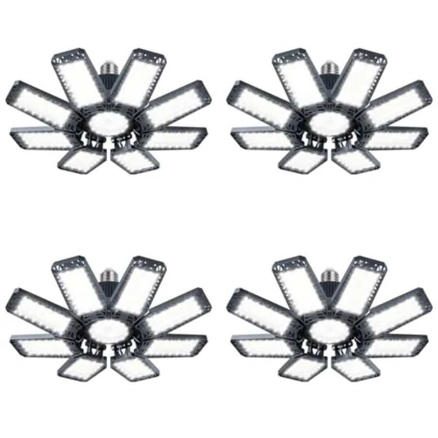 Garage Lights Pack 0W, 000LM LED Garage Lights with + Deformable 500K Screw in LED Shop Lighting for Workshop, Basement Support