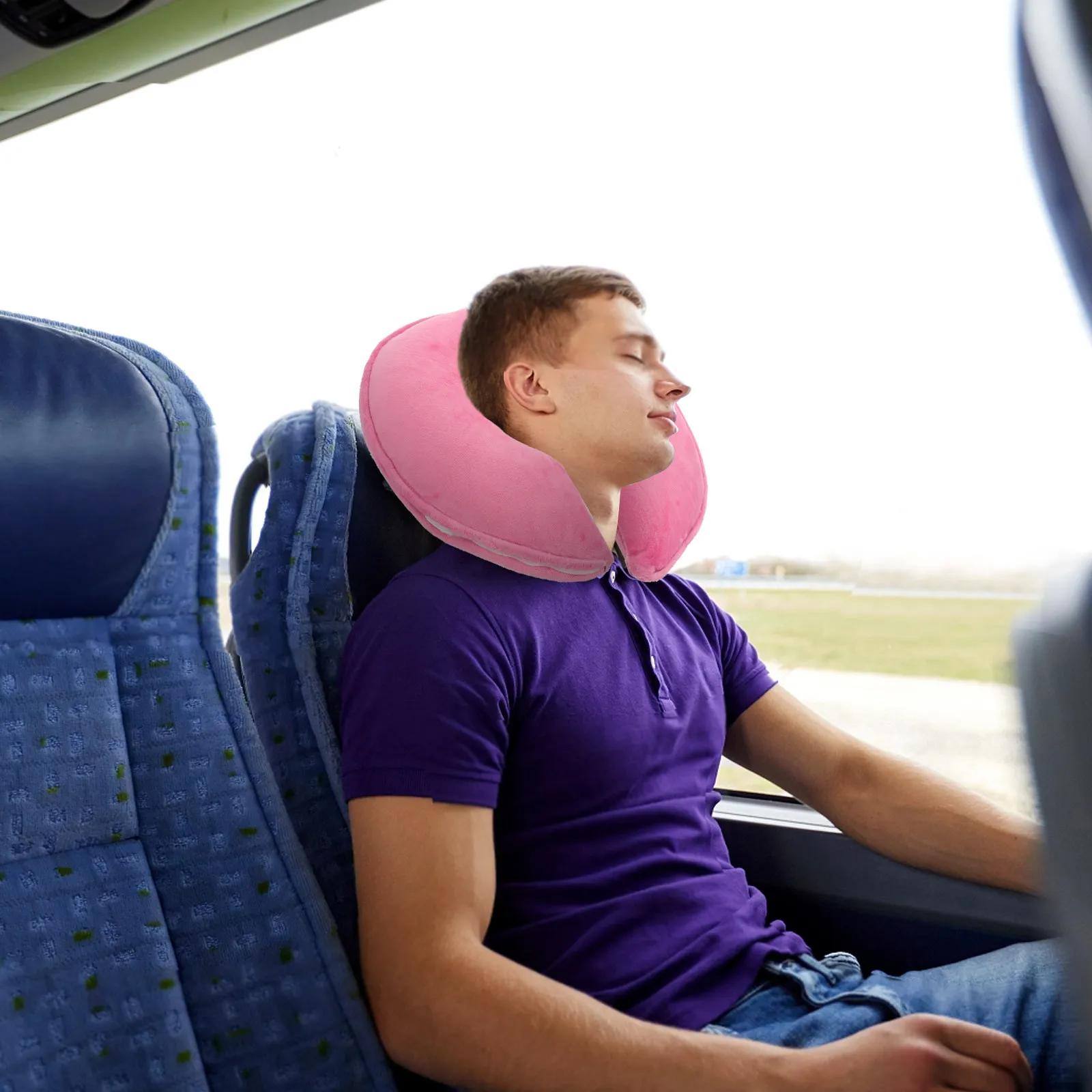 

U Shaped Memory Foam Neck Pillow for Travel Airplane Car Train Bus Office Napping Support Comfortable Lightweight Portable Sleep