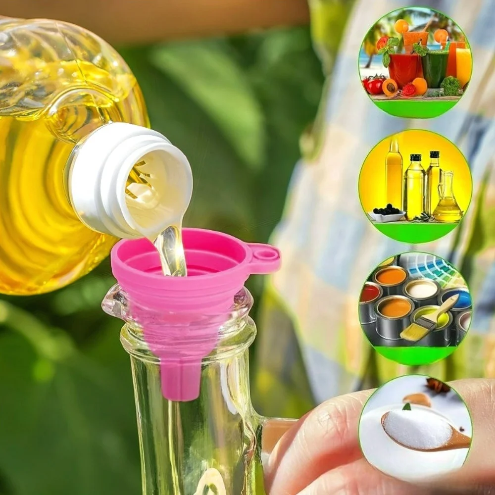 Funil de Silicone Dobrável, Perfeito para Armazenar na Cozinha, Ideal para Verter Óleo e Temperos, Essencial para Cozinha Doméstica