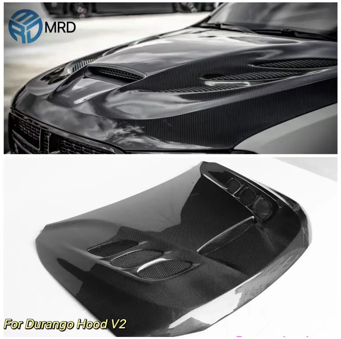 For Dodge Durango 2018-2022 Carbon Hood Carbon Engine Cover Hood Bonnet Cover V1 V2