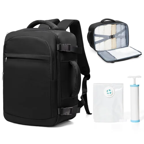 Imagen 1 del producto Mochila de Viaje para Cabina, Mochila para Hombre y Mujer con Bolsas de Vacío y Bomba, Mochila de Mano, Equipaje de Cabina Ryanair 40x20x25