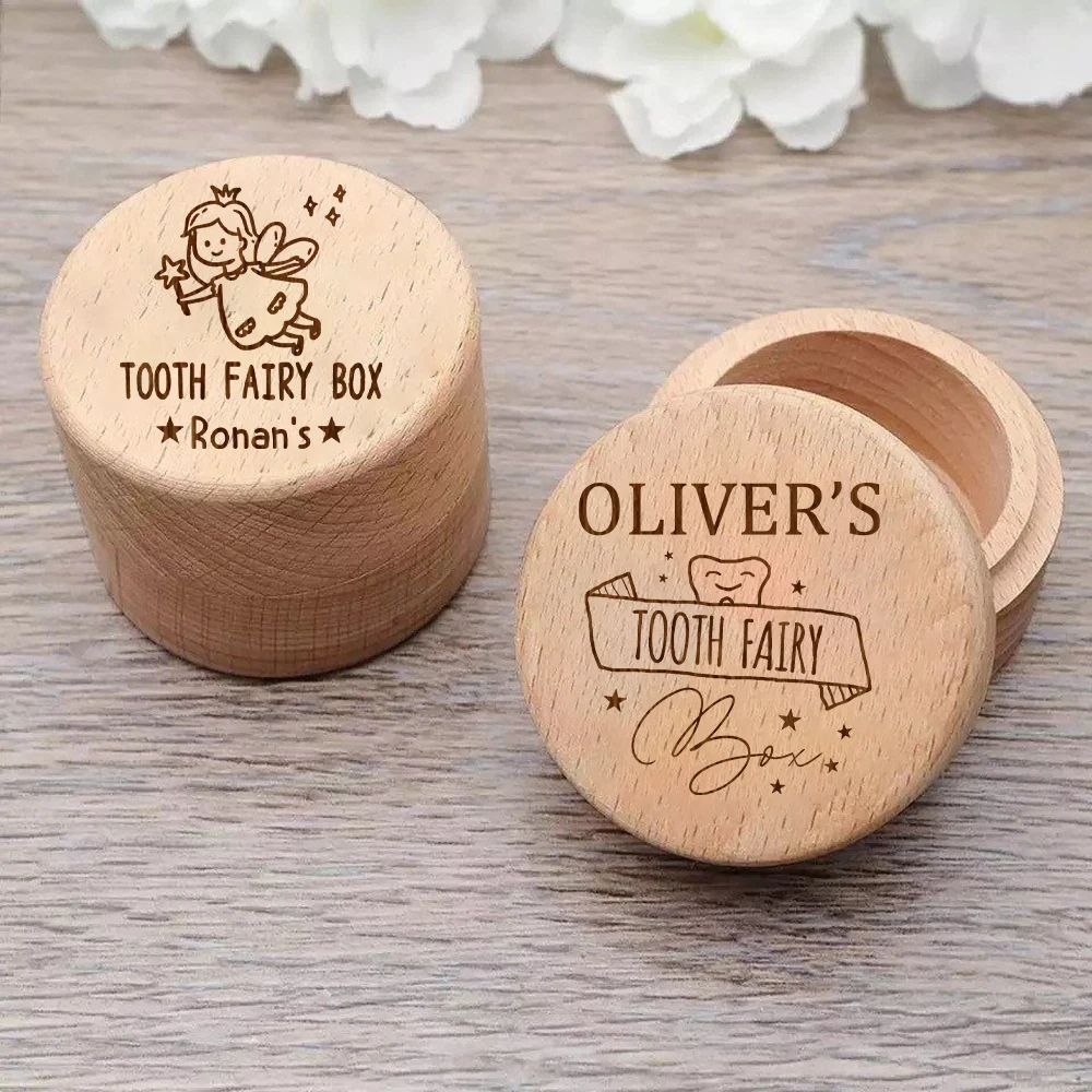 Personalized Tooth Fairy Box Custom Baby Boxes Shower Gift Lost Tooth Holder Tooth Box Keepsake Kids Teeth Wooden Trinket Box