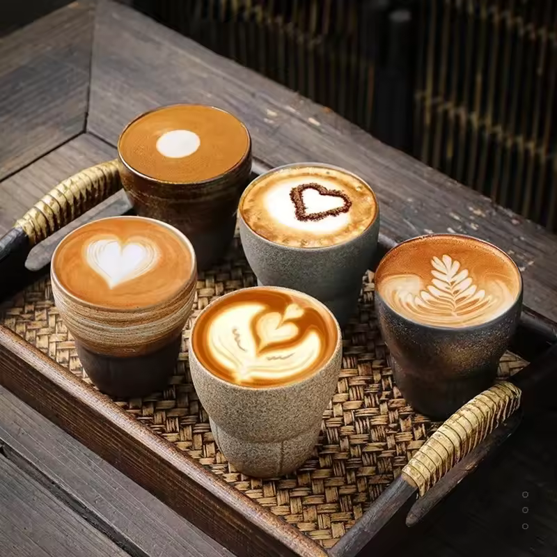 1pc 150ml Japanese Ceramic Coffee Cup Pottery Espresso Cups Vintage Kung Fu Tea Cup Office and Household Water Mug Wholesale