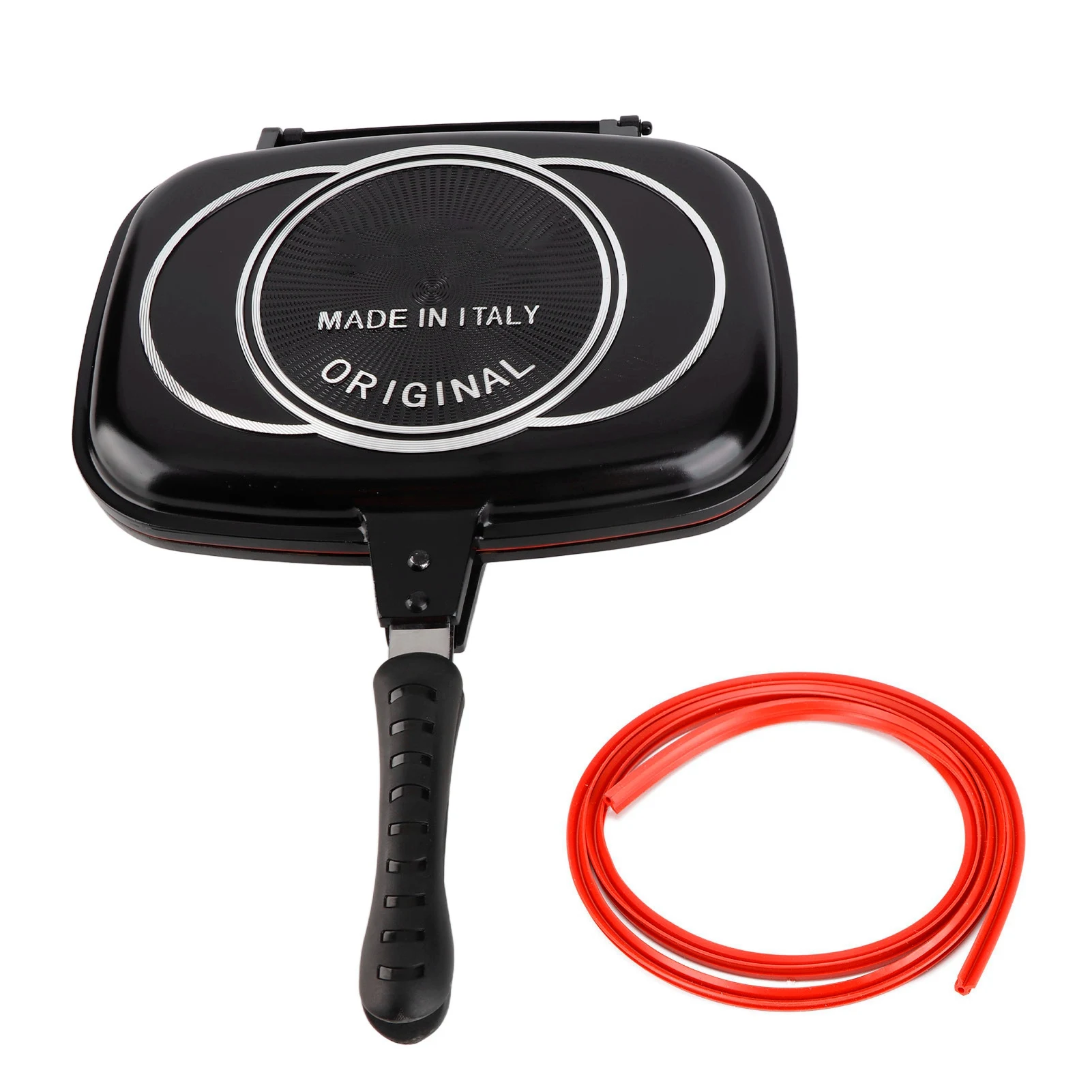 Dubbelzijdige pan Grillpan Frituren Dubbelzijdig Draagbaar Anti-brandhandvat Keukenbenodigdheden Grillpot 32 cm / 12,6 inch Draagbare panpan