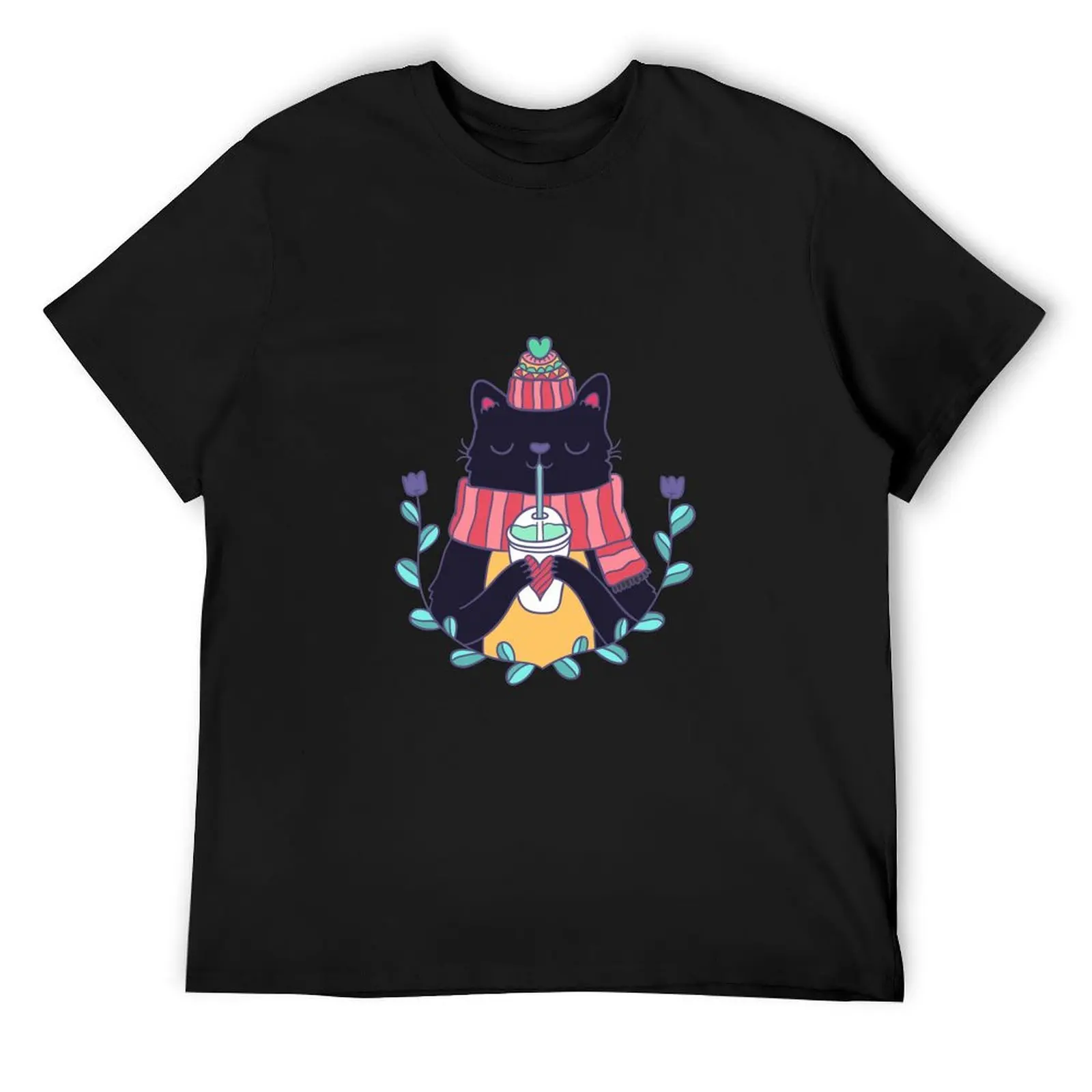 

Winter cat T-Shirt customs blue archive clothes mens t shirts top quality