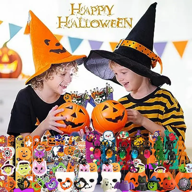 

Halloween Fidget Toys Set 134pcs Halloween Fidget Sensory Pop Toys Packs For Kids Halloween Party Favors Halloween Treat Bags