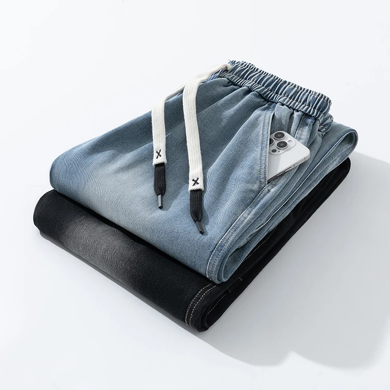 Men's Wide Leg Jeans Summer Autumn Loose Casual Oversized Denim Trousers Spring Streetwear Outdoor Neutral Style Washed Effect