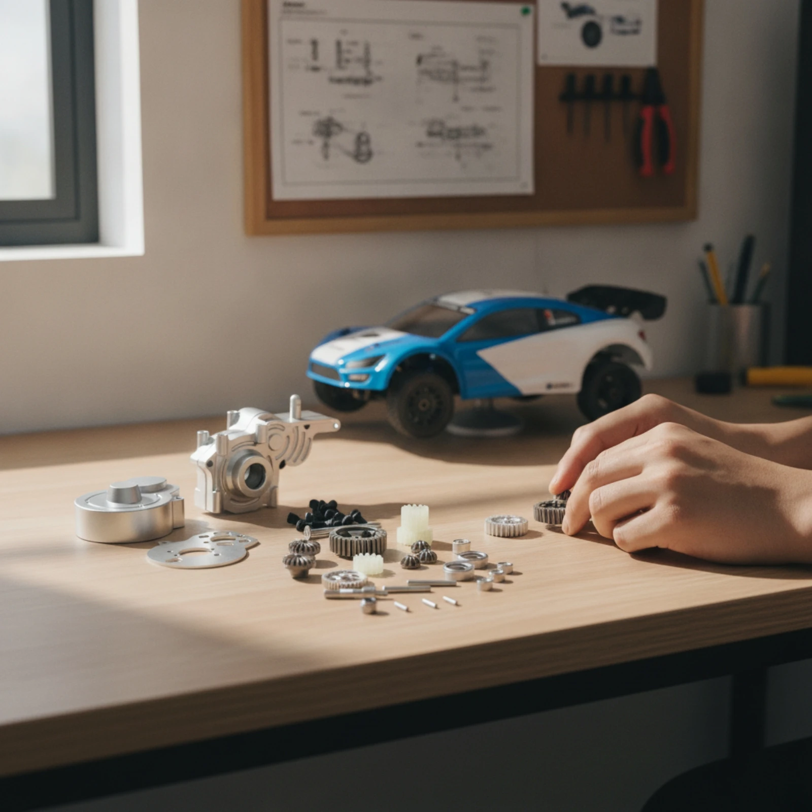 Gearbox Assembly with Gears Metal RC Car Gearbox RC Car Upgrade Kit Aluminum Alloy Hardware Long-Lasting for Builders