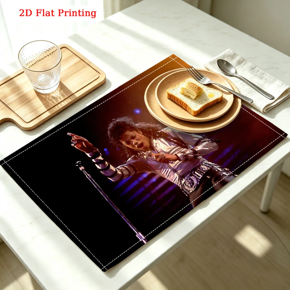 1pc Retro Style Placemat Black Michael Jackson Concert Print Table Mat Kitchen Dining Decor Non Slip Heat Resistant 30x40cm