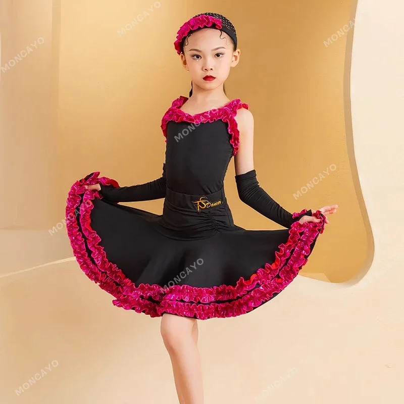 

Cha Cha Rumba Tango Samba Salsa Latin Dance Dress Girls Child Dance Clothes Kids Training Competition Ballroom Dance Dresses