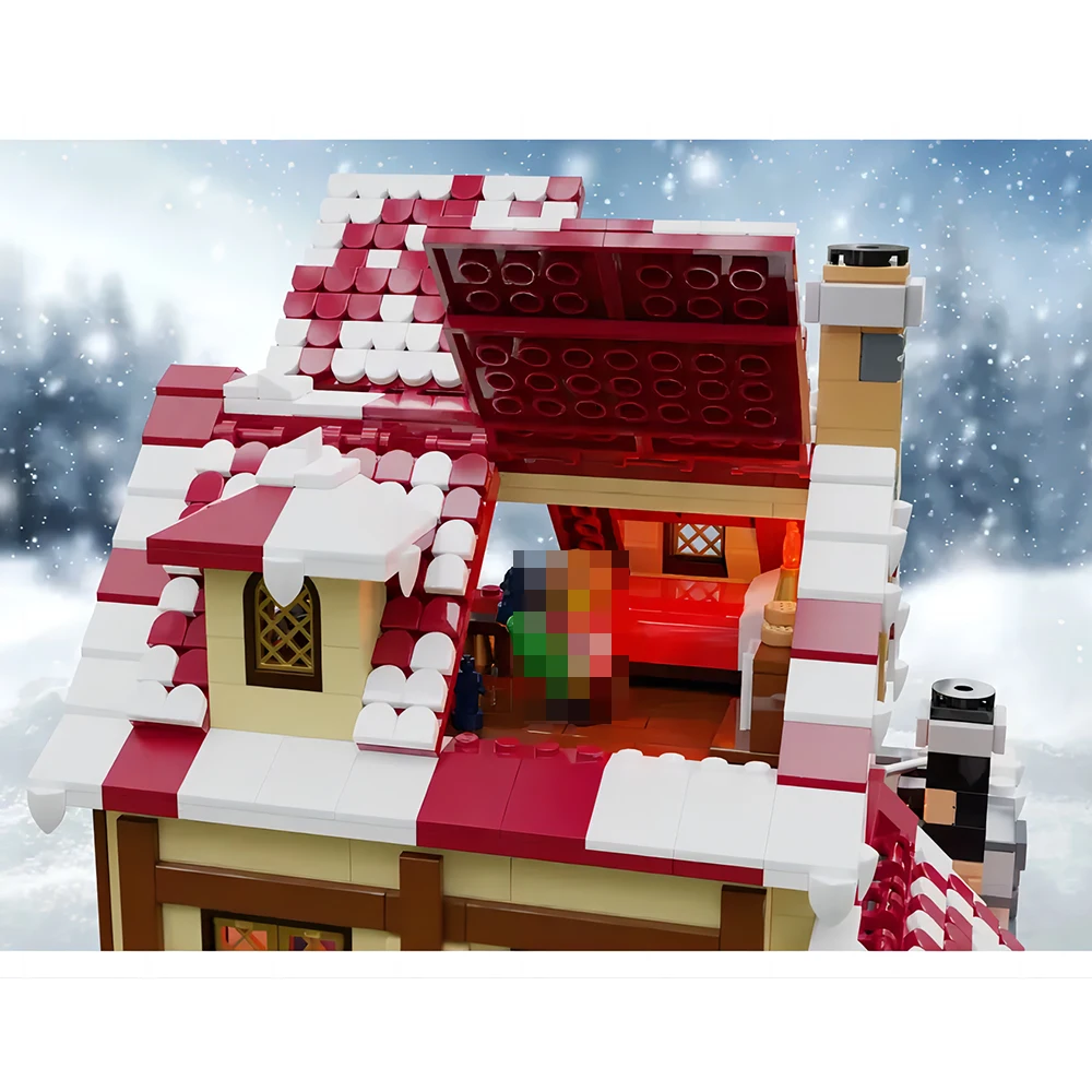 Moc Architectuur City Hot Sale Kerst Street Scene Taverne Onder De Sneeuw Creatieve Sneeuw House Model Diy Toy Boy Nieuwjaarscadeau