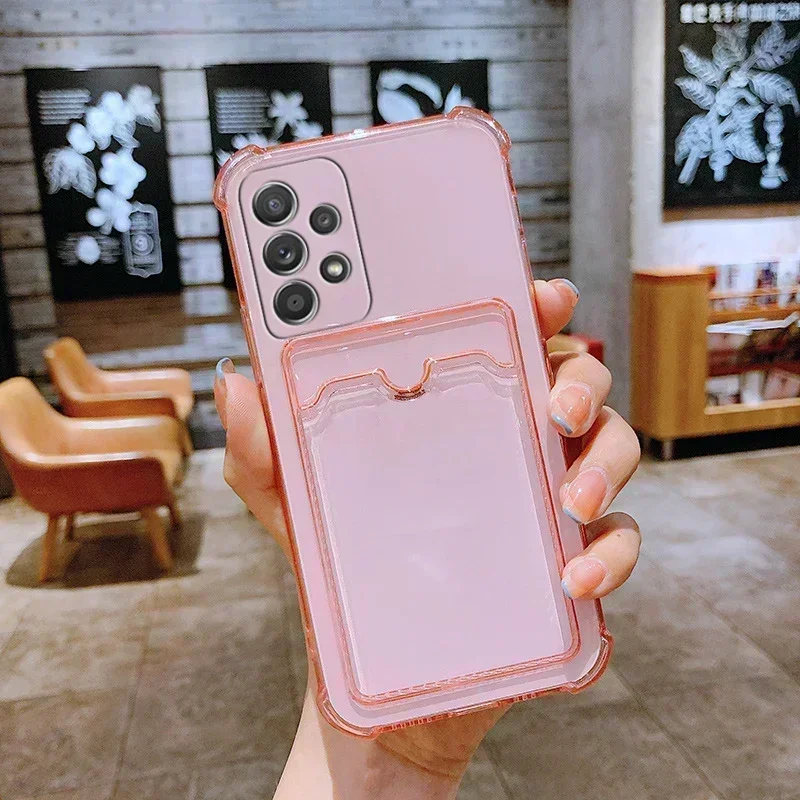 Funda transparente con tarjetero de lujo para Samsung Galaxy, funda de TPU 5G, A14, A15, S24, S23, S22, S21, S20, A25, A23, A55, A35, A52, A54, A33, A12