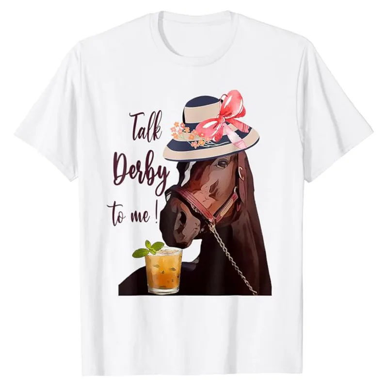 Talk Derby To Me | Mint Juleps | Derby Horse Racing T-Shirt Funny Horseback Riders Derby-Day Graphic Tee Gifts Short Sleeve Tops