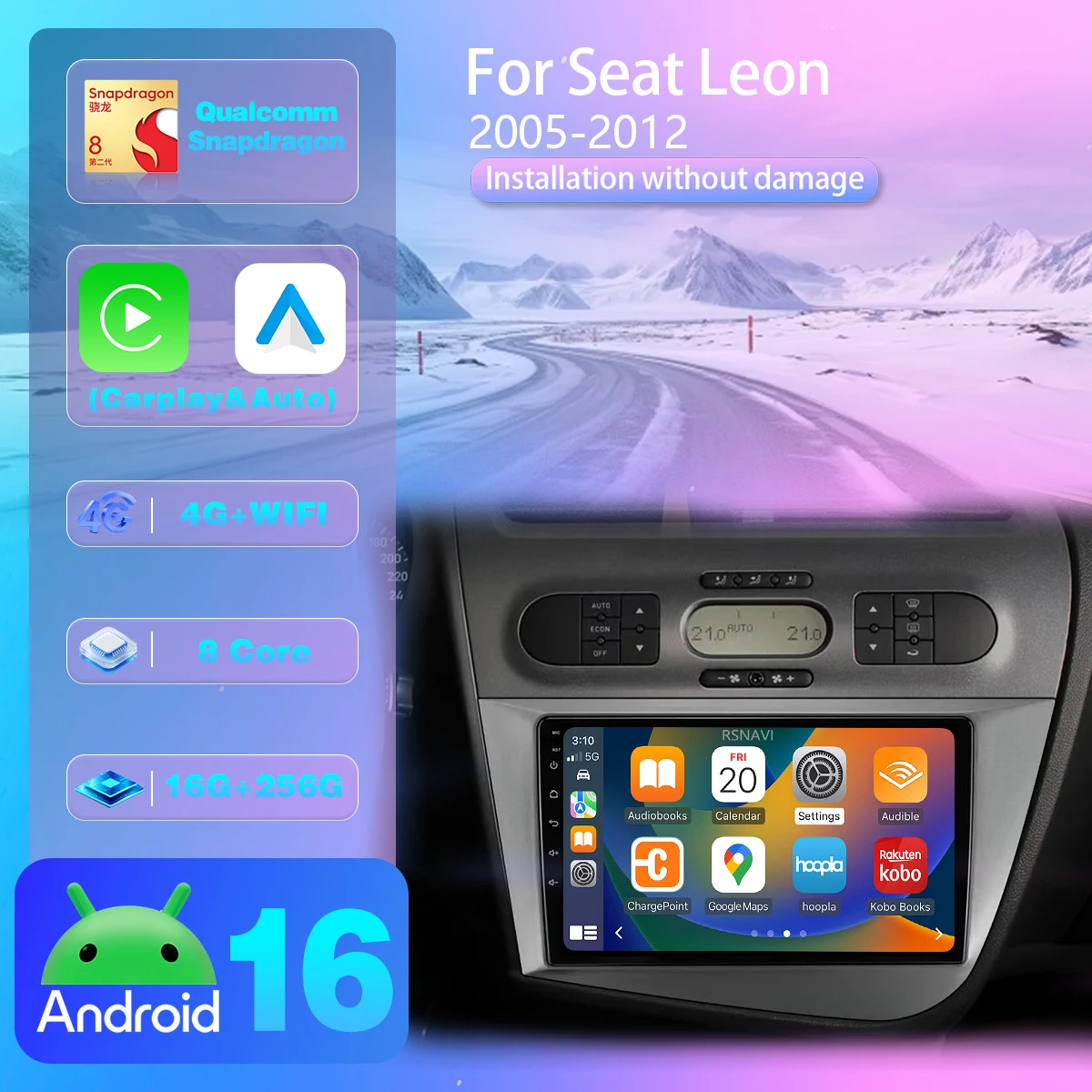 Android 16 para Seat Leon 2 MK2 2005 - 2012, Carplay Auto, Pantalla 2K, Radio para Auto, Reproductor Multimedia BT, Autoradio Estéreo, Unidad Principal 2din