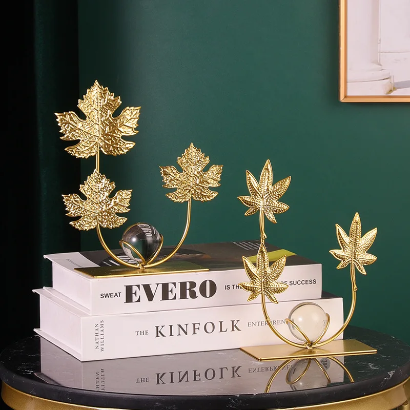 

Роскошный железный орнамент в виде кленового листа, хрустальный шар, декор для гостиной, бара, кабинета, прихожей, домашний декор