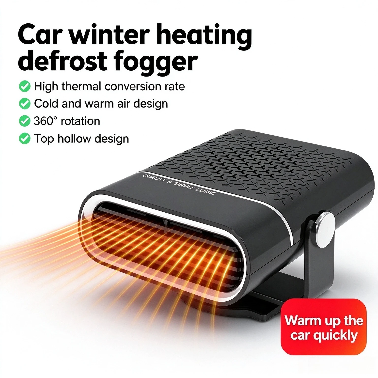 Portable Car Heater Electric Heating Fan Defogger Defroster Demister Cooler 12V 150W Electric Car Heater & Defroster Rapid Heating Cooling Fan For Vehicle