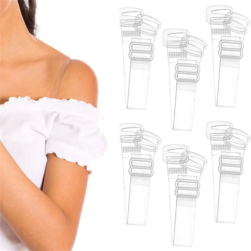 Correias de sutiã invisíveis para mulheres, transparentes, destacáveis, ajuste, alça de ombro elástica, cinto de silicone, acessórios para roupas íntimas