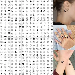 28 Sheets 504 PCS Tiny Small Temporary Tattoos For Women Men Fingers Hands, Cartoon Bohemia Fake Tattoo Stickers For Kids Face