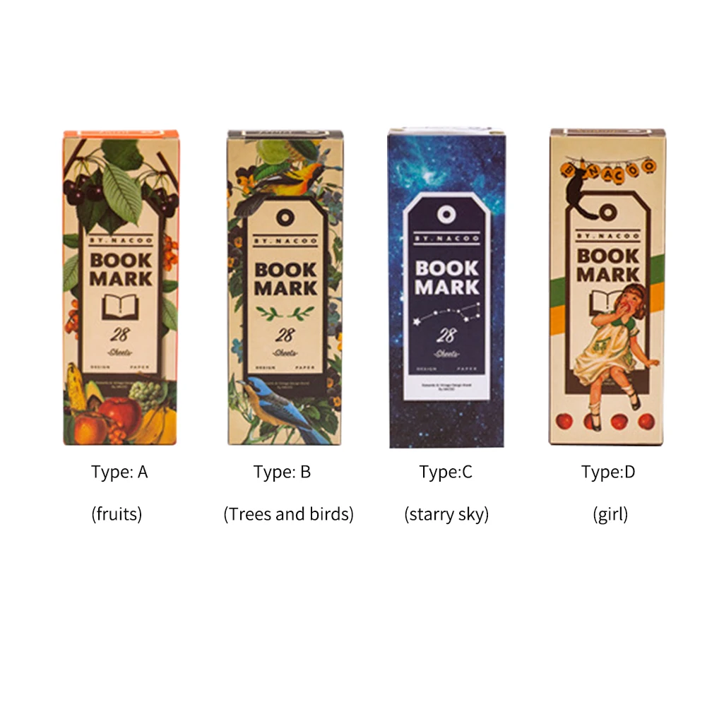 50pcs Universal Note For Students Retro Bookmark Gift Office School Delicate Stationery Tab Books Fruit Printed Starry Sky