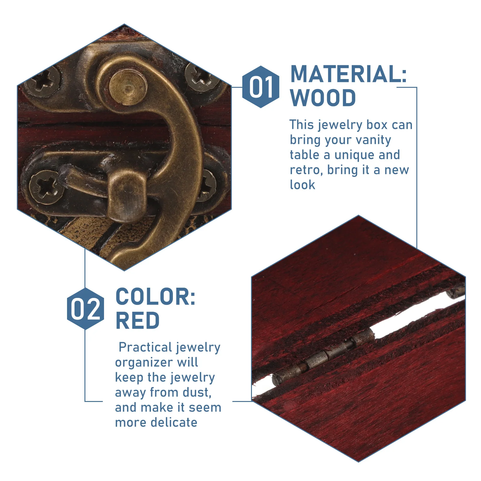 

Портативный футляр для украшений, маленькая винтажная шкатулка для хранения браслетов, подвесок, цепочек на ногу, компактный органайзер, безопасный, не деформируемый, из МДФ