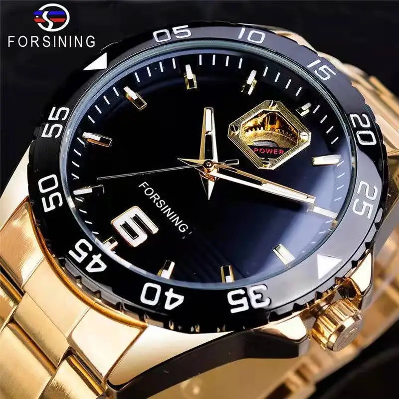

European and American Style Elegant Men's Mechanical Watch, Hollow Design, Automatic Winding, Stainless Steel Strap, Fashionable Business Casual Stylish Cool Men's Watch