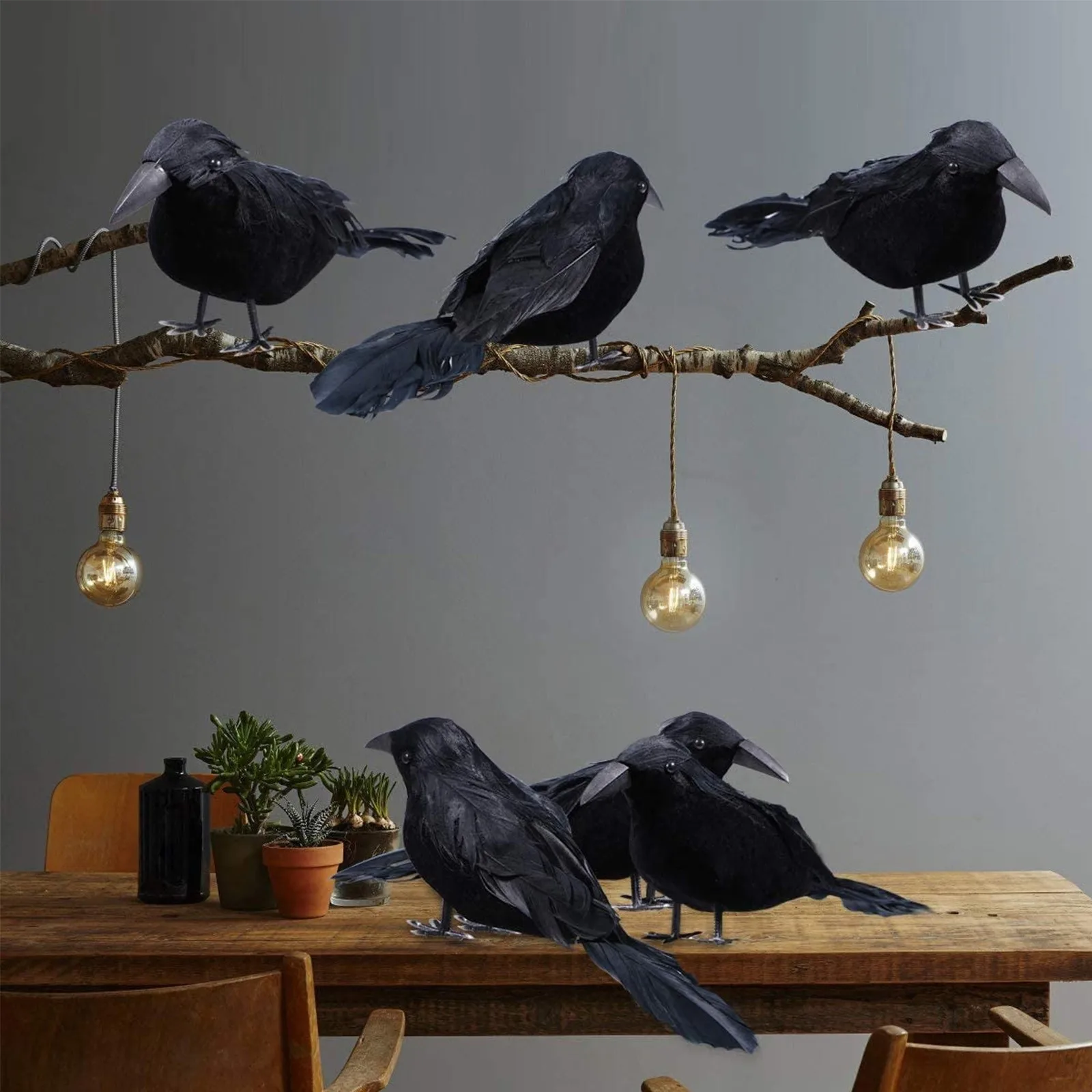 Simulation Black Crow Halloween Black Crow Props Simulation Fake Bird Ghost Festival Halloween Decoration Scary Toys