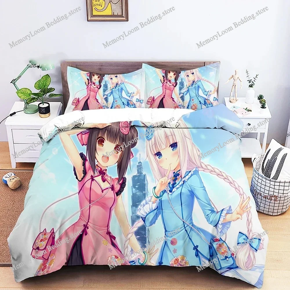 

Home Textile Cartoons Nekopara Sexy Girl Cover Duvet Cover Pillow Case Boy Girl Polyester Bedding Set King Queen Twin Size