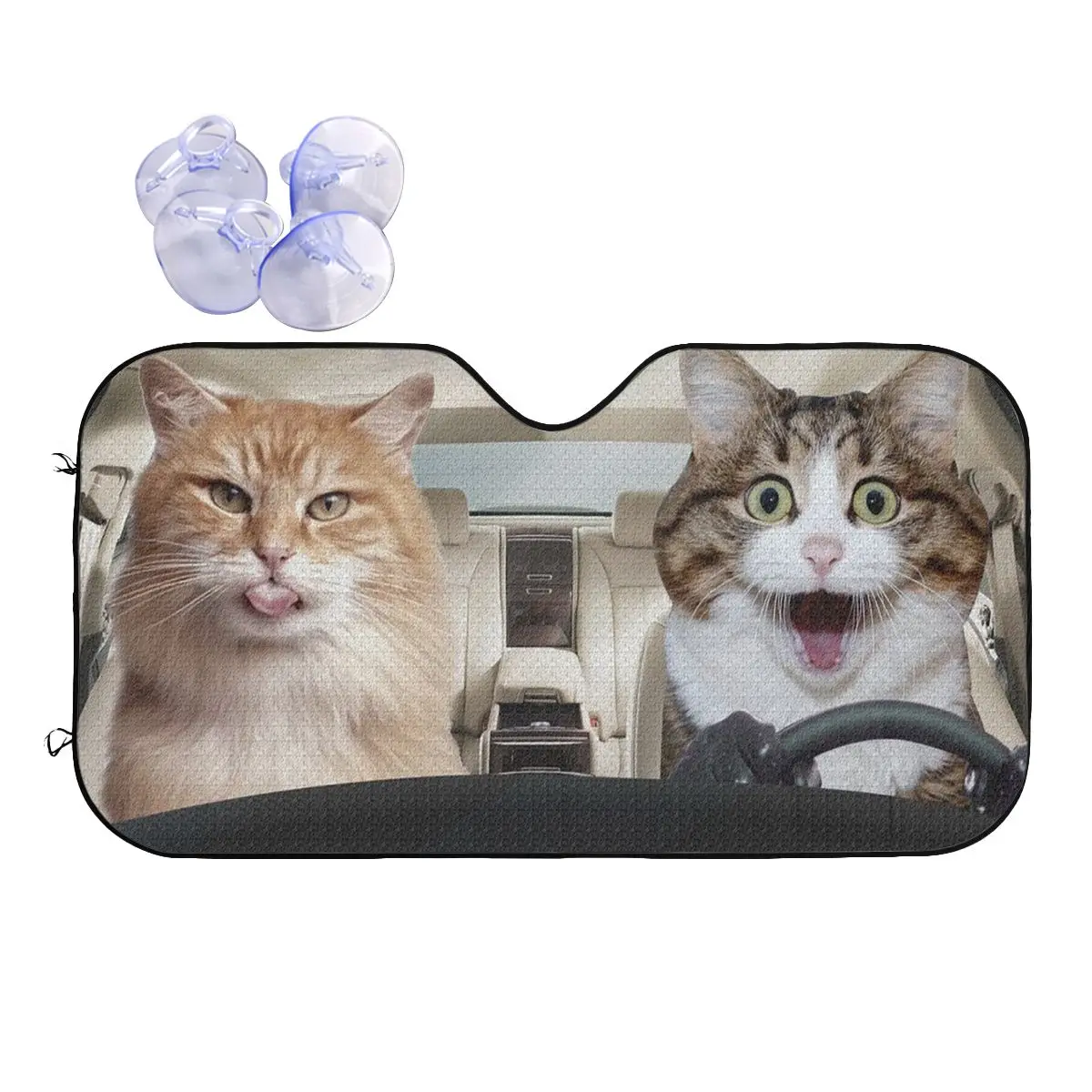 Cat Driver Windshield Sunshade Animals Folding Car Front Window Visor 70x130cm Car Sunshade Accessories Covers