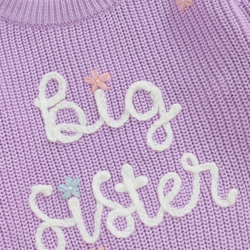 Toddler Baby Girl Boy Knitted Sweater Big Sister Pullover Sweatshirt Chunky Sweaters Sister Matching Outfit