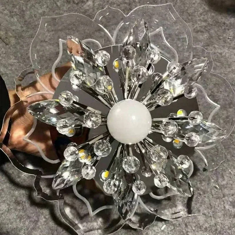 Creativo LED Plafoniera Fiore di cristallo Lampadario Camera da letto Corridoio Soggiorno Lampada a sospensione Camera da letto Decorazione della cucina Luce