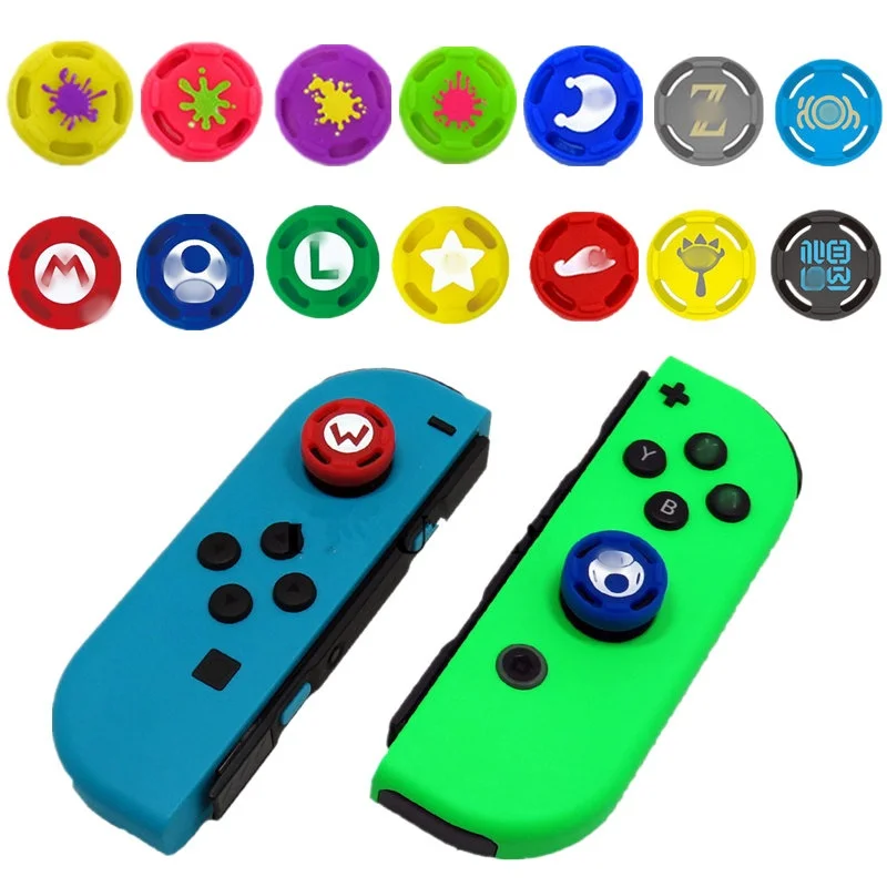 Silicone Analog Thumb Stick Grips Caps, Nintendo Switch NS, Controlador Oled Lite, Joy Con Skin Cover, 2pcs