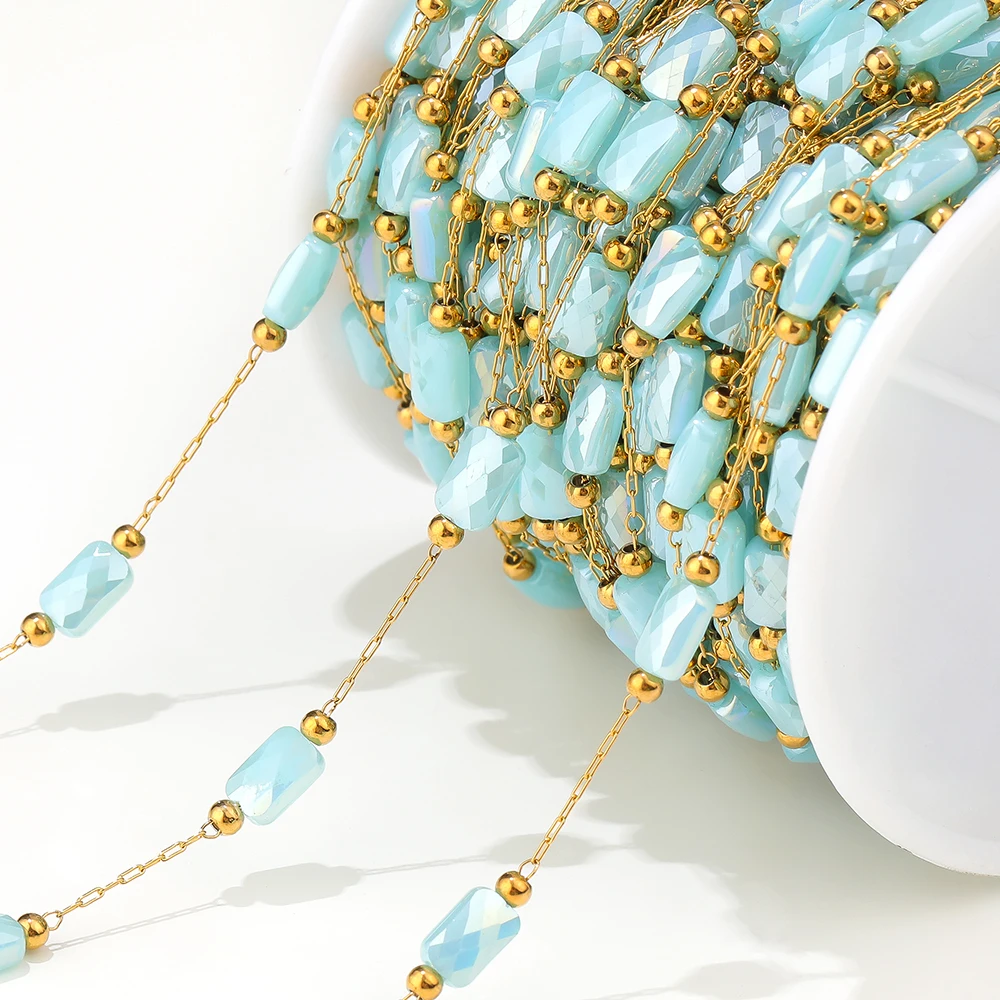 1 Meter 4x7mm Rectangle Crystal Glass Chains Bohemia Chains for Necklace Earrings Supplies Jewelry Making Bracelet Crafts DIY