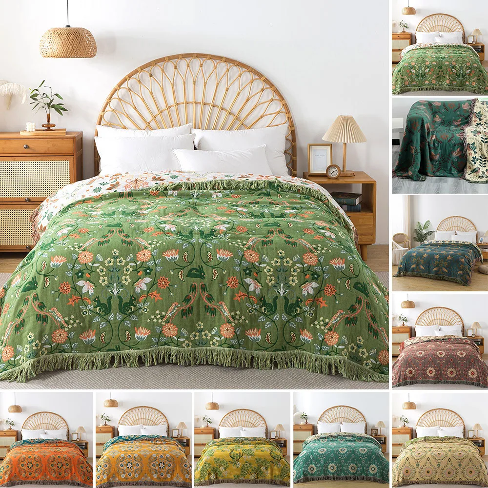 

Boho Throw Blankets Cotton Gauze Bedroom Soft Bedspread for Beds Sofa Office Blankets Sheet Double Quilts 담요 Colchas Matrimonial