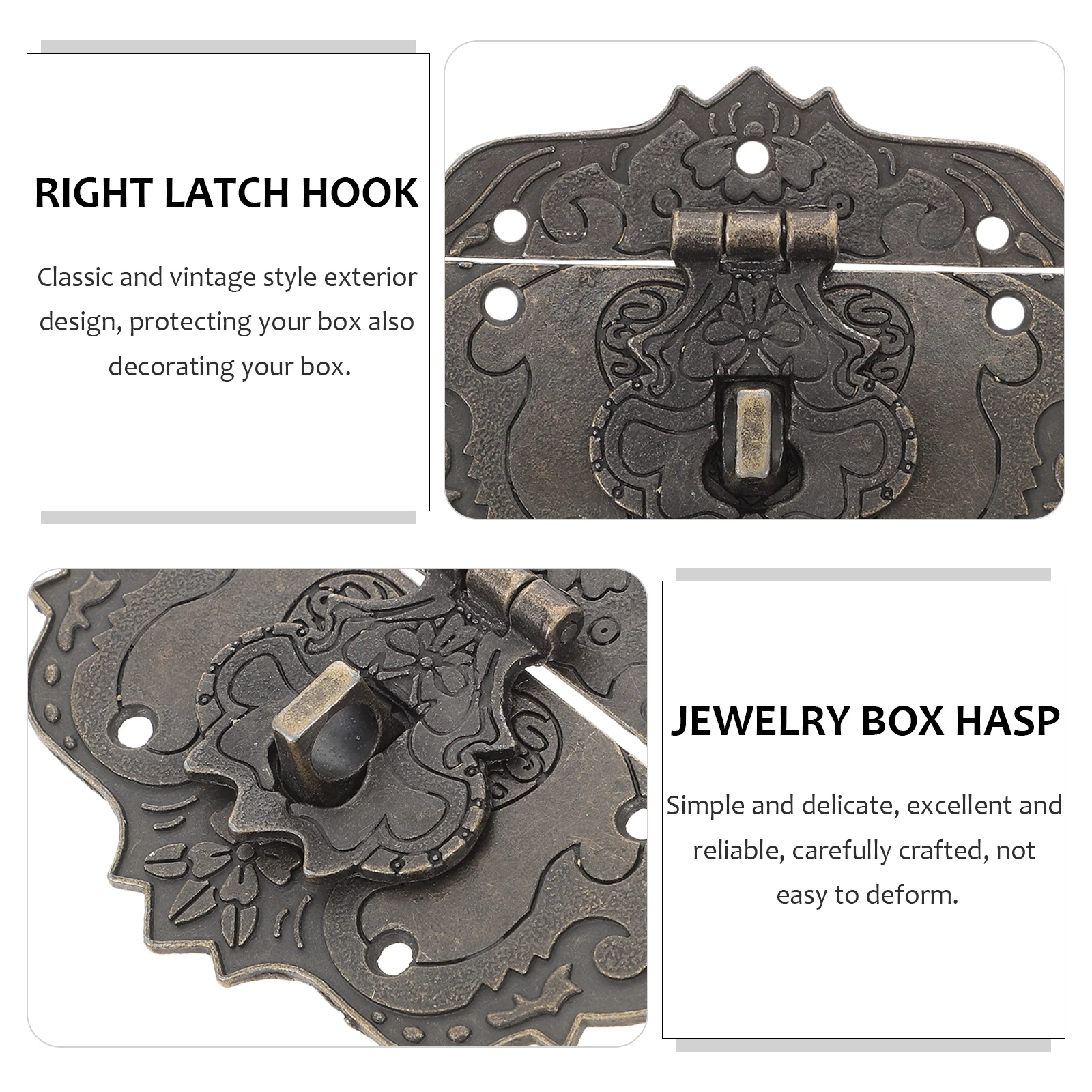 

4pcs Brass Hasp Latch Retro Buckle Cabinet Hardware for Jewelry Wooden Gift Boxes Durable Zinc Alloy Vintage Toggle