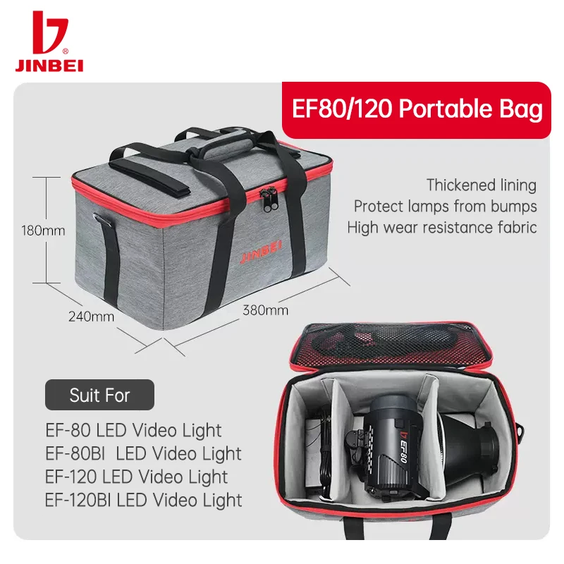 JINBEI EF-80/120 Carry Bag LED Video Light Outdoor Studio Photography Portable Bag for EF80 EF120