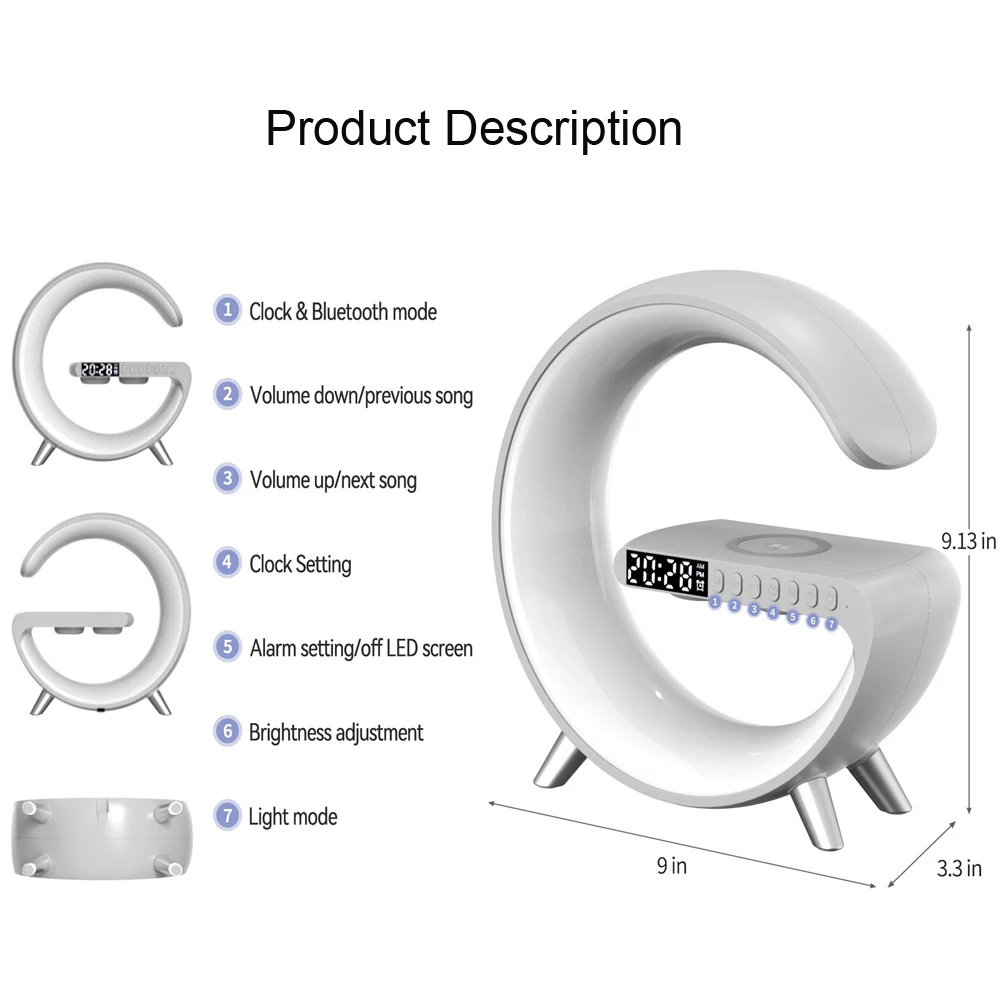 Imagem -03 - Led Atmosfera Rgb Noite Luz Ambiente Despertador Bluetooth Áudio sem Fio Carregamento Lâmpadas de Mesa para Casa Quarto Decorar Lâmpada