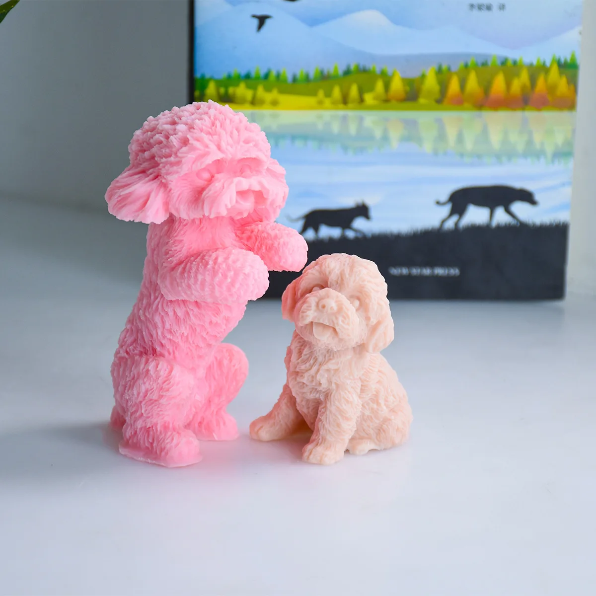 3D Poodle Teddy Dog Scented Candles Silicone Mould DIY Aromatherapy Candle Aroma Stone Making Tools Mold Pet Lover Home Decor