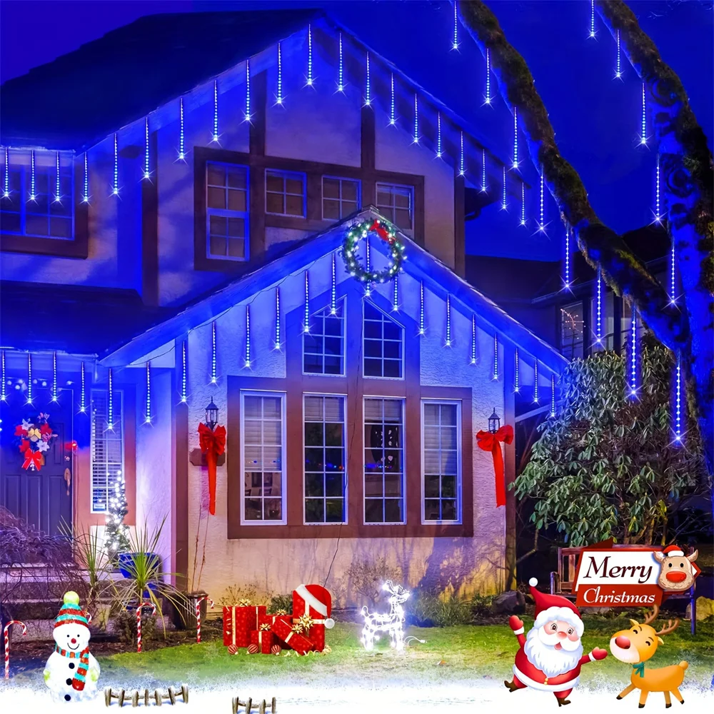

Solar Meteor Shower Light LED 8 Tubes 30/50CM Fairy Holiday Light Christmas Decoration String Light Garlands for Wedding Garden