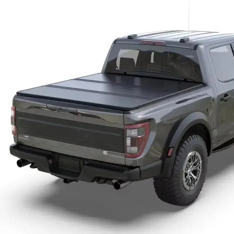 

Black Hard Tri-fold Tonneau Cover Universal 4x4 Pickup Full Aluminum Truck Bed Cover