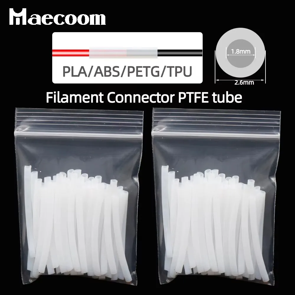 3D Printer Filament Connector PTFE buis 1.75mm Filament gewrichten ID1.8mm OD2.6mm Lengte 37mm Voor PLA/ABS/PETG Connector Onderdelen