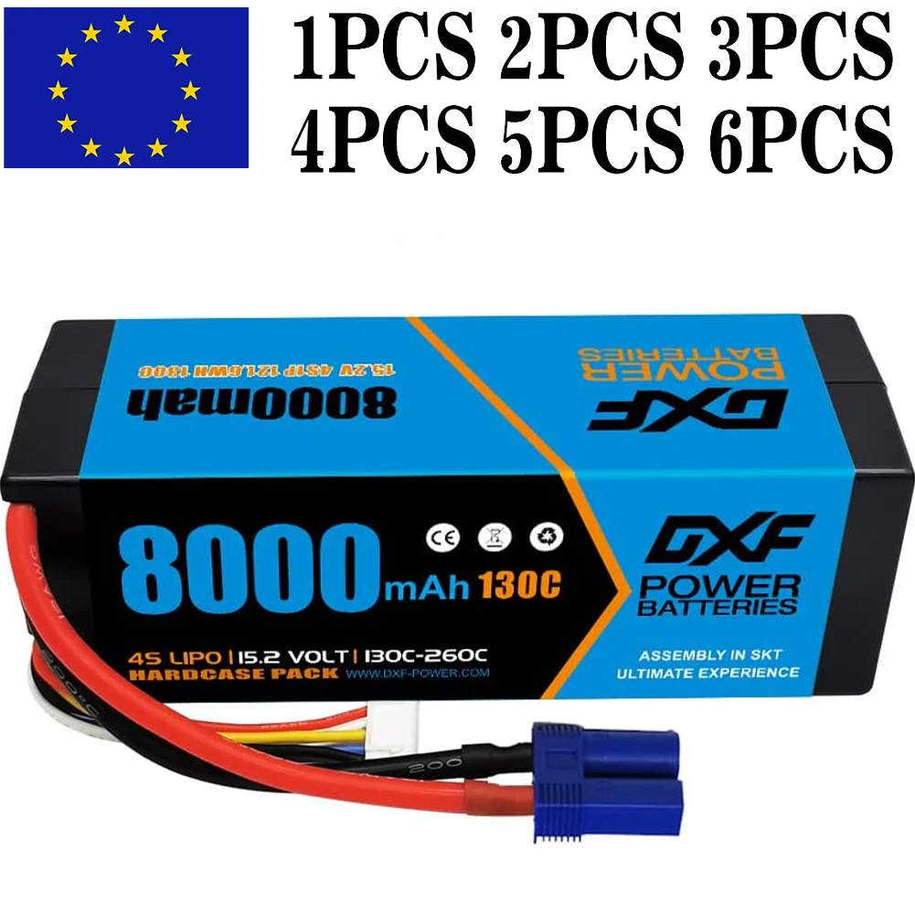 DXF 4S Lipo Battery 15.2V 130C 8000mAh Lipo Battery with EC5 Plug Hardcase Battery For RC Car Boat Truck Airplane UAV RACING