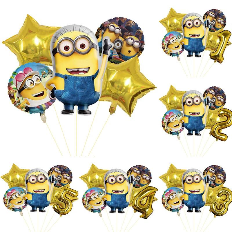 1set Minions Themed Party Balloons Minions Birthday Backdrop Decor 18in Star Round For Kid Birthday Party Baby Shower Supplies