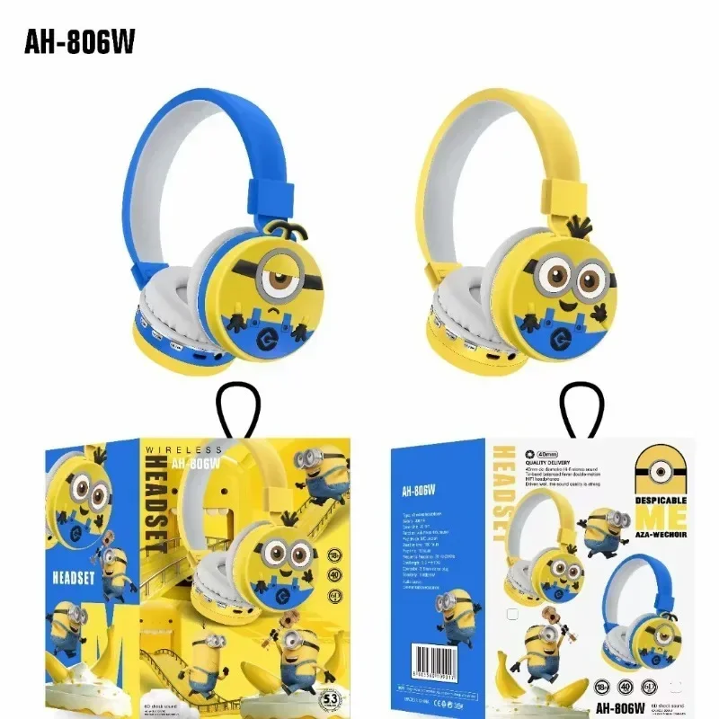 

Minions Cartoon Cute Animation Character Stereo Headphones Creative Personalized Long-lasting Wireless Bluetooth Headset Gift