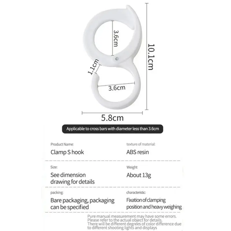 Hebilla de anillo de barandilla Abs para el hogar, colgador de gancho para abrigo, sombrero, corbata, organizador de almacenamiento, anillo a presión de plástico en forma de S
