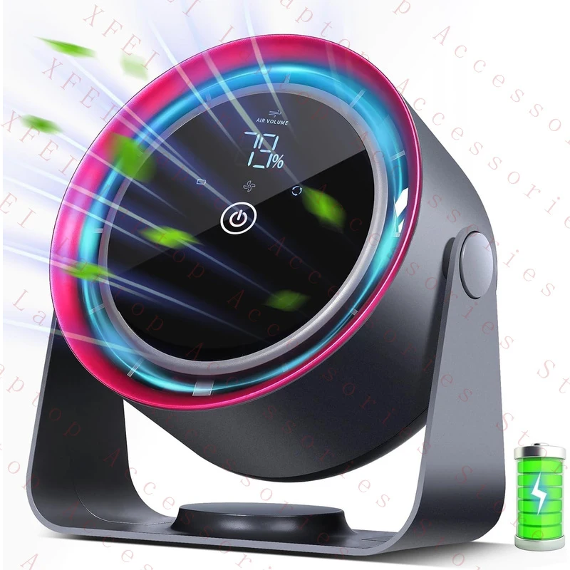 D  Rechargeable Desk Fan 5 Speeds Quiet Strong Airflow Small Display Portable Table