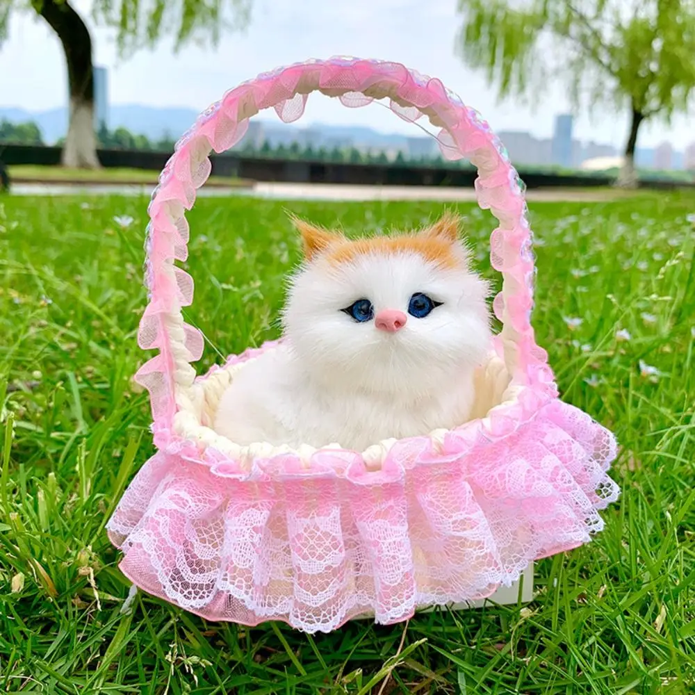 

High Quality Plastic Flower Basket Cat Children's Simulation Cat Ornament Souvenirs Gift Cat
