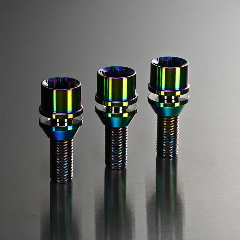 Car Titanium Alloy Lug bolts Titanium Wheel Bolts M12x1.5/M12x1.25 Rainbow color bolt